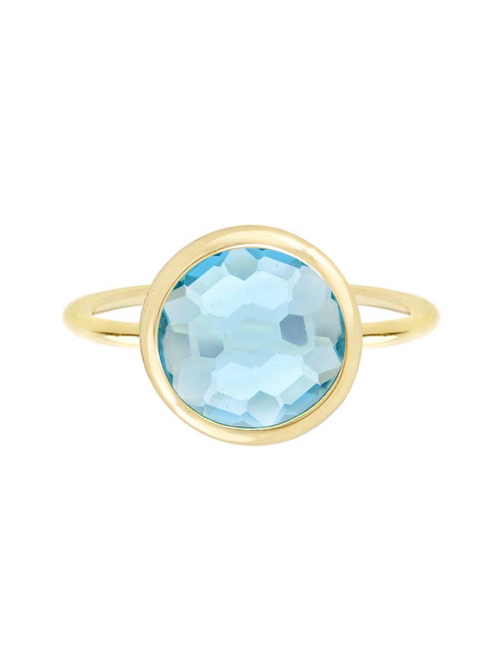 Sky Blue Crystal Round Ring - GF for wholesale by Zoey Simmons