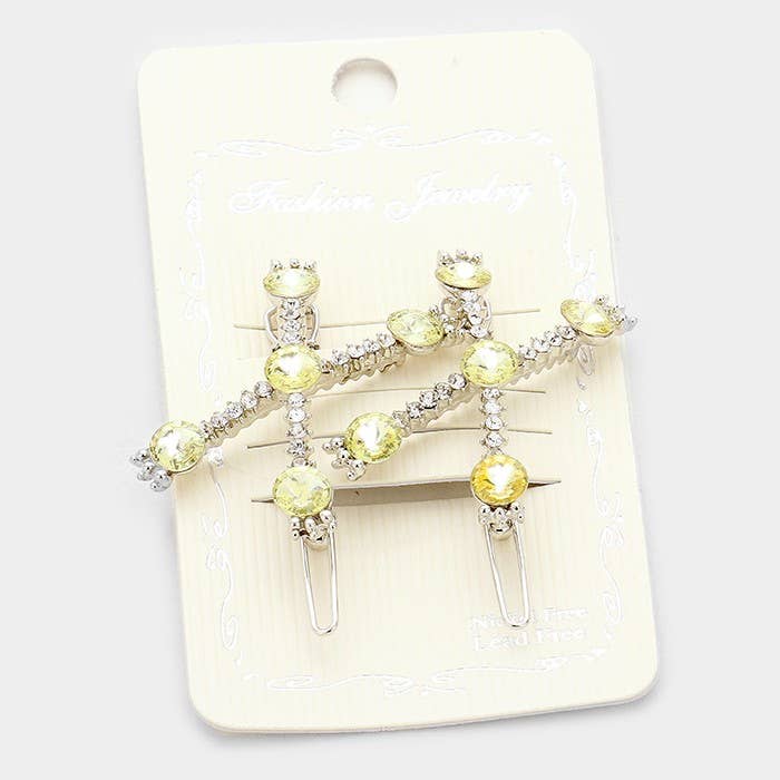 Sensibling Corp. - Wholesale Hair Clip - Women's - 1 Pair - Crossed crystal hair barrettes