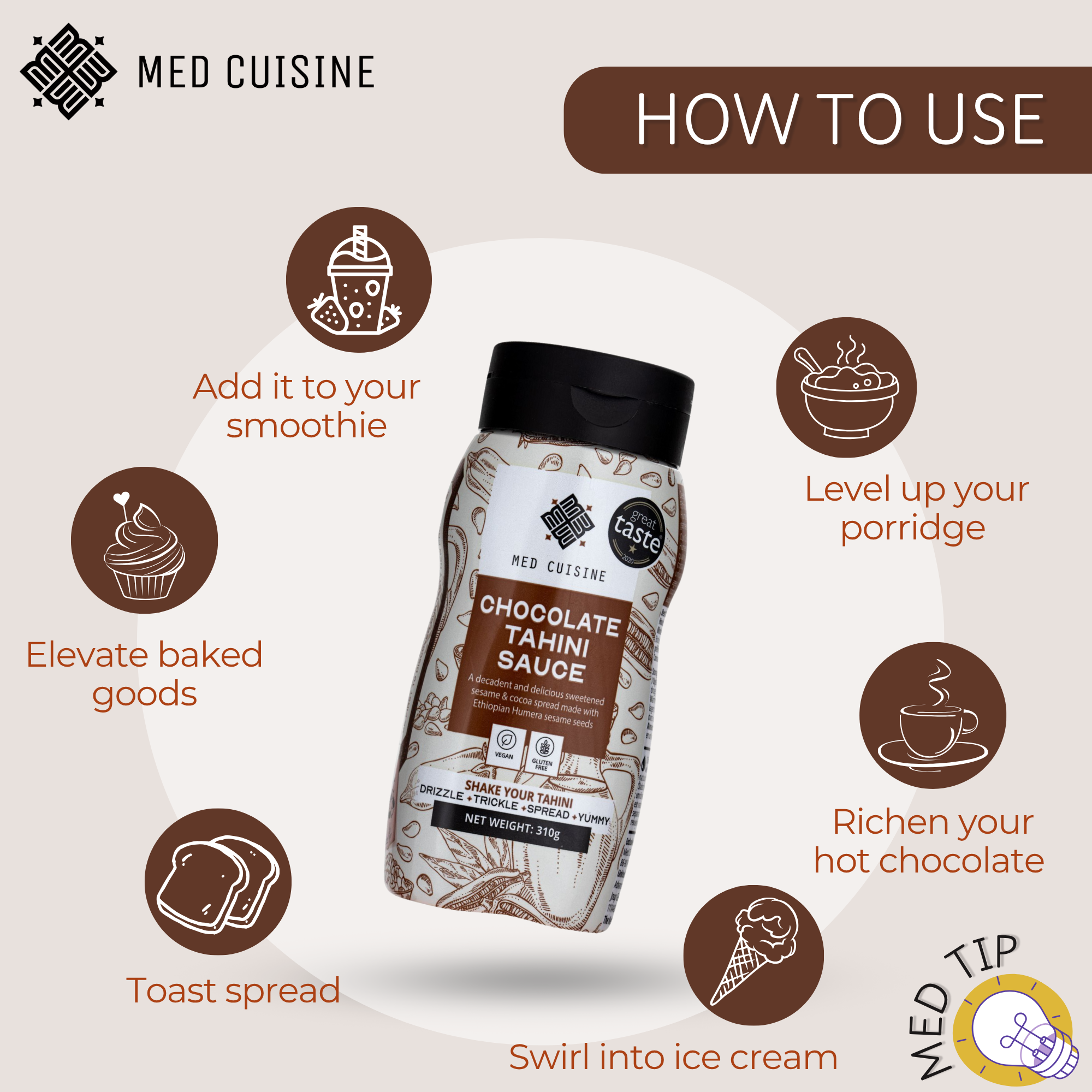 Med Cuisine – wholesale Sauce – Chocolate Tahini Sauce - 310GR1