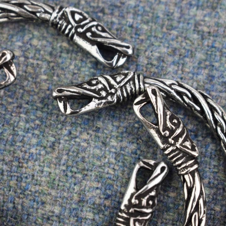 Asgard - Wholesale Cuff Bracelet - Pewter Small Dragon Head Viking Bracelet