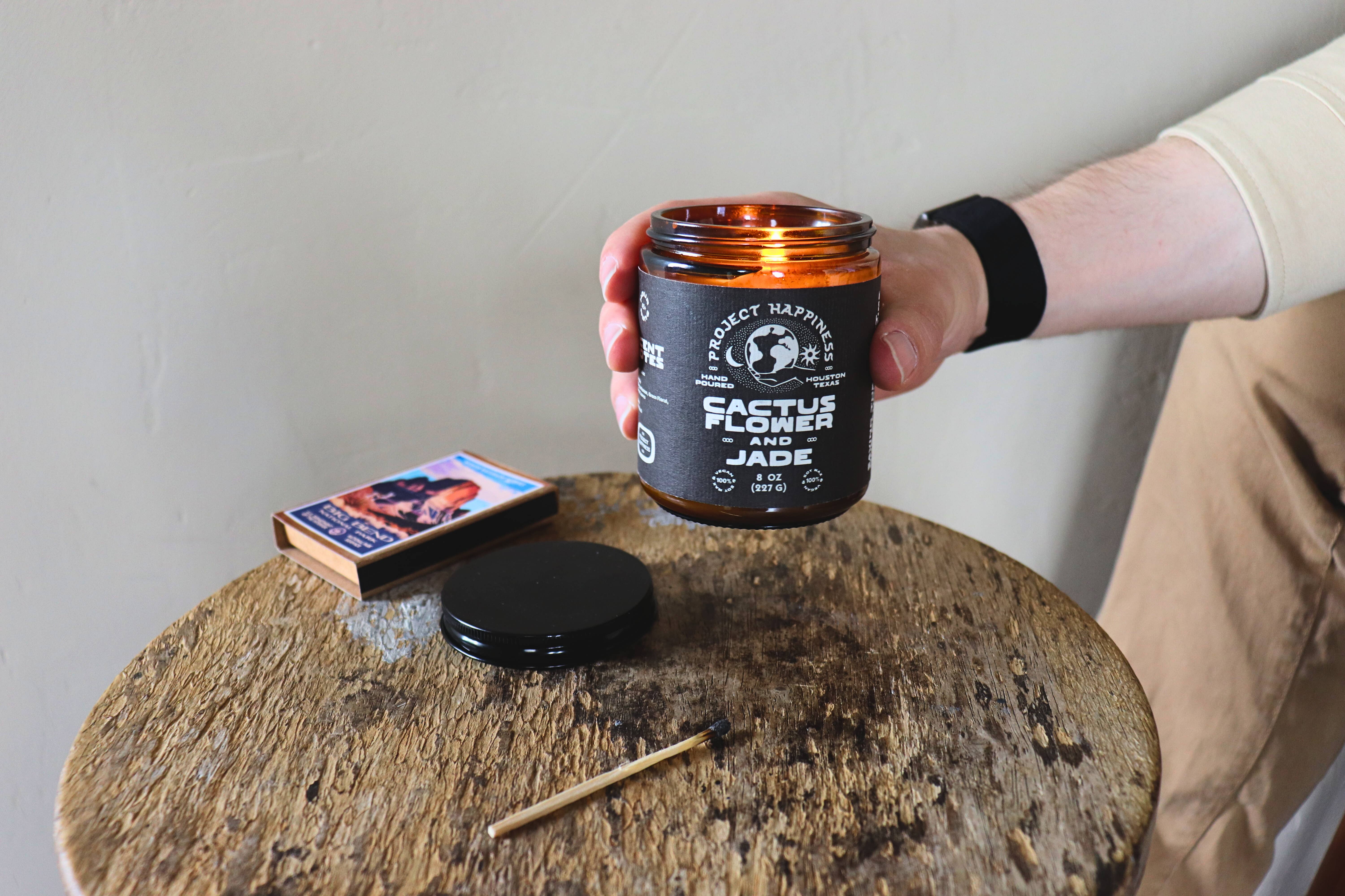 Project Happiness Candle Co. - Wholesale Jar/Filled Candle - Cactus Flower and Jade Soy Candle - 8oz | Valentines Day 11