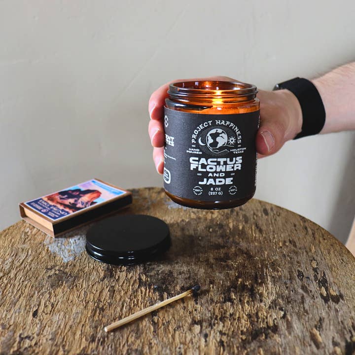 Project Happiness Candle Co. - Wholesale Jar/Filled Candle - Cactus Flower and Jade Soy Candle - 8oz | Valentines Day 11
