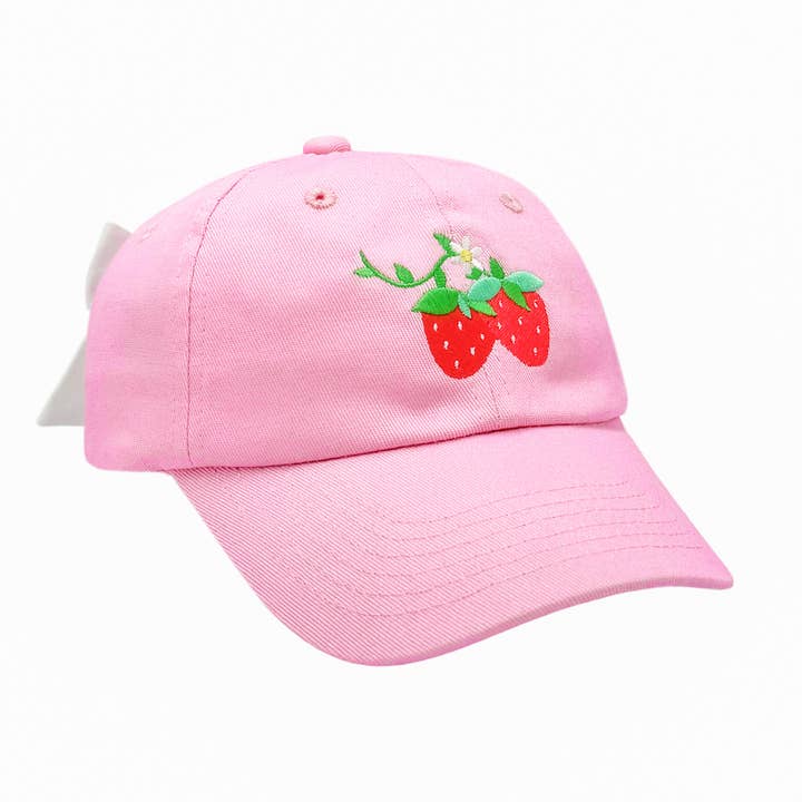 Strawberry Fields Bow Baseball Hat (Baby, Youth) for wholesale by Bits & Bows
