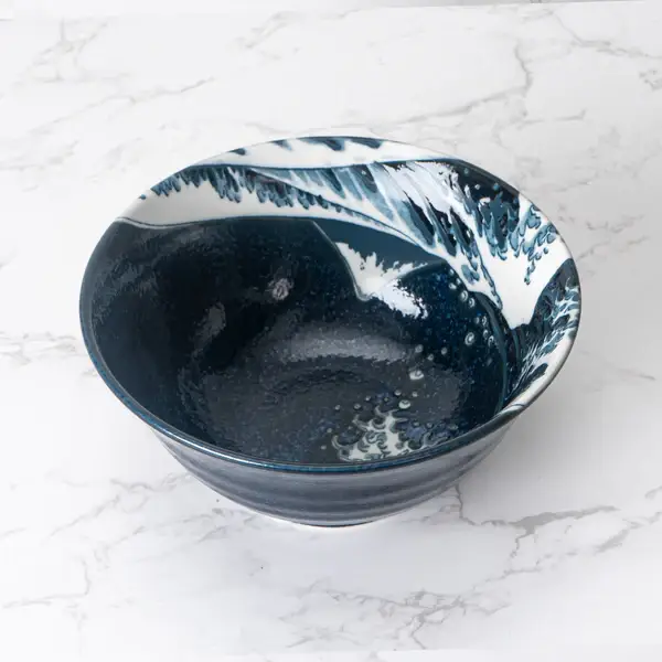 Urban Tokyo - Wholesale Bowl - Kanagawa Great Wave 19oz 6"Dia x 2.75"H Porcelain Multipurpose Tayo Medium Bowl JP (6/48)4