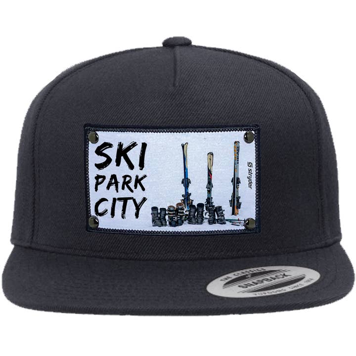 Park City Skis in Snow on a YP5089 Dark Gray Hat for wholesale by Stryder Gear