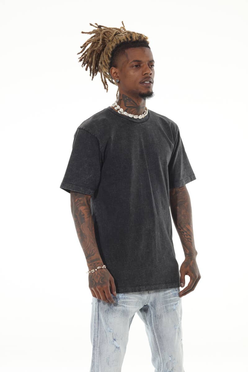 Stylo - Wholesale T-Shirt - Men's - Heavyweight Acid Wash Black Tshirt1