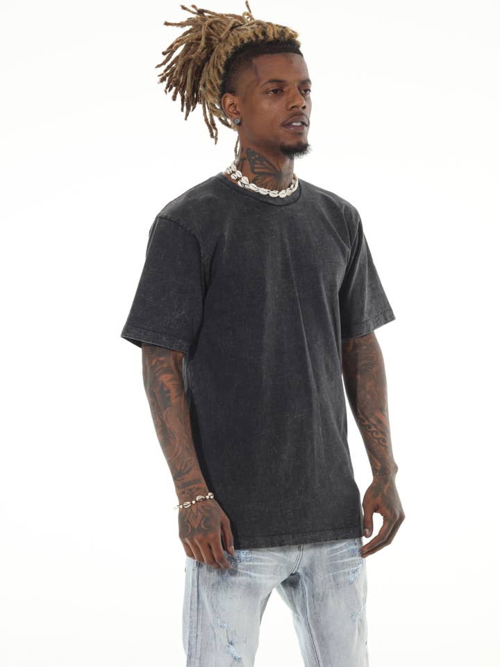Stylo - Wholesale T-Shirt - Men's - Heavyweight Acid Wash Black Tshirt1