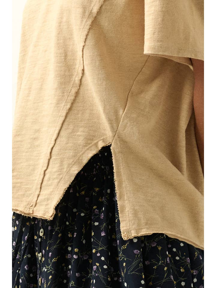 Promesa USA - Wholesale Knit Top - Women's - Easy Fit Mineral-Wash Exposed Seam Slub Knit Tee