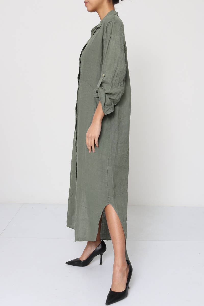 LÉA & LUC - Wholesale Dress - Women's - Long shirt dresses in 100% Linen REF. 148427