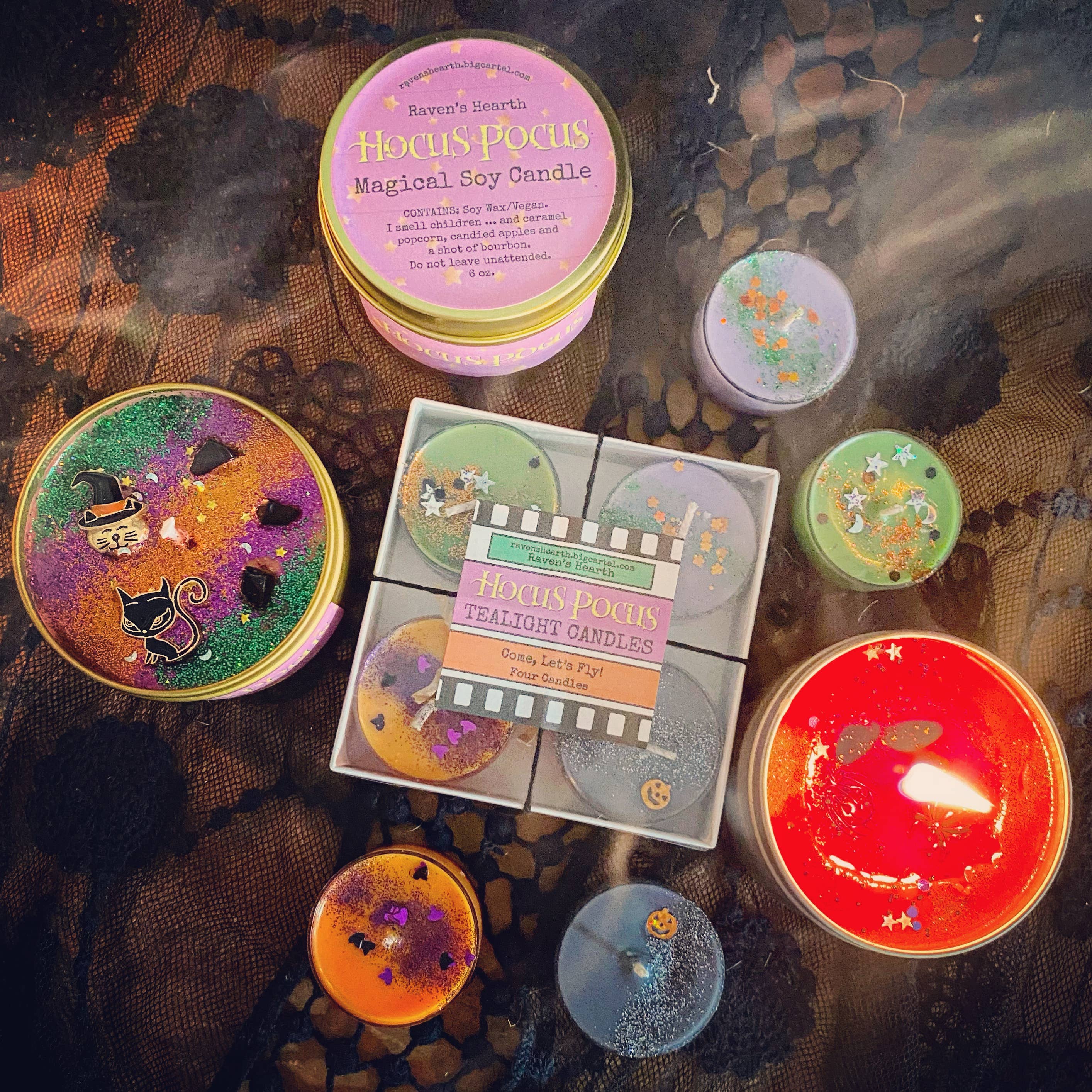 Raven’s Hearth - Wholesale Tea light candles - Hocus Pocus Tealight Candles | Halloween | Vegan | Handmade1