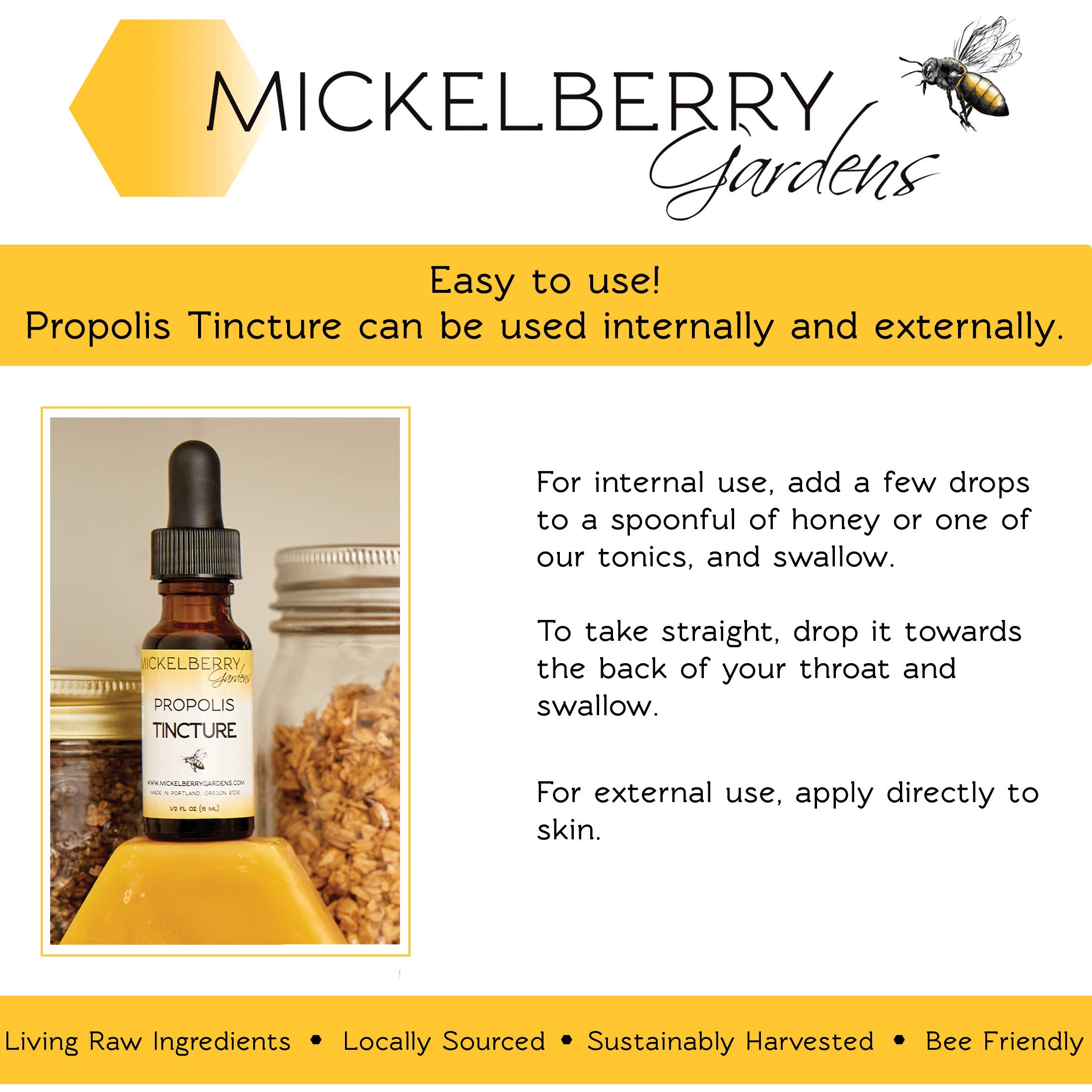Mickelberry Gardens - Wholesale Tincture - Propolis Tincture 0.5 oz. — external and internal wellness2