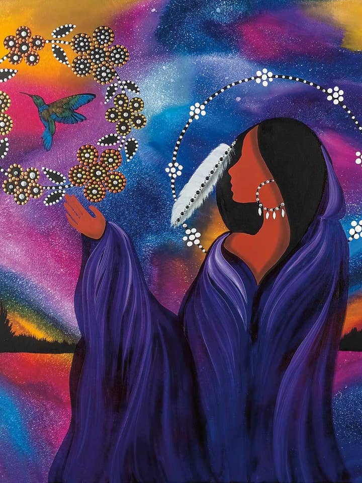 Prayers Of Gratitude by Artist Betty Albert Art Print for wholesale by Indigenous Puzzles and Art