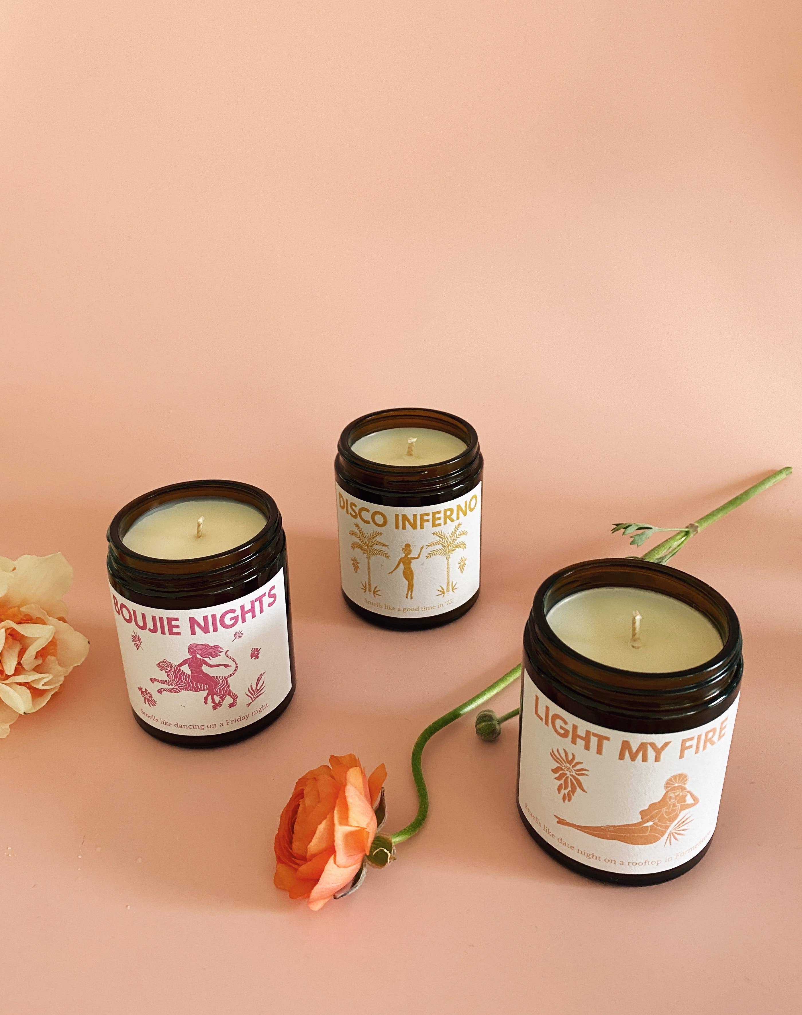 Les Boujies – Großhandel Kerze im Glas / gefüllte Kerze – Disco Inferno — Mini-Sojawachs-Kerze, 120 ml2