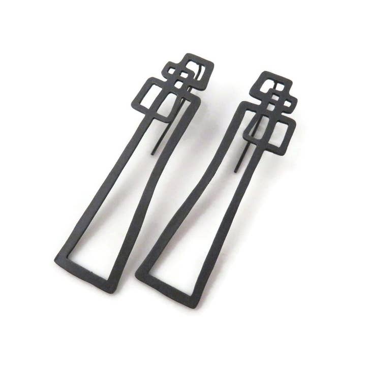 Kimya Joyas - Wholesale Dangle Earrings - Abstract Oxidized Silver Dangle Earrings4