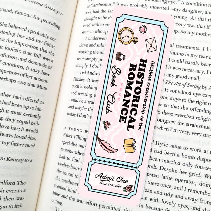 Historical Romance Book Club Bookmark for wholesale by Indie Heart Studio