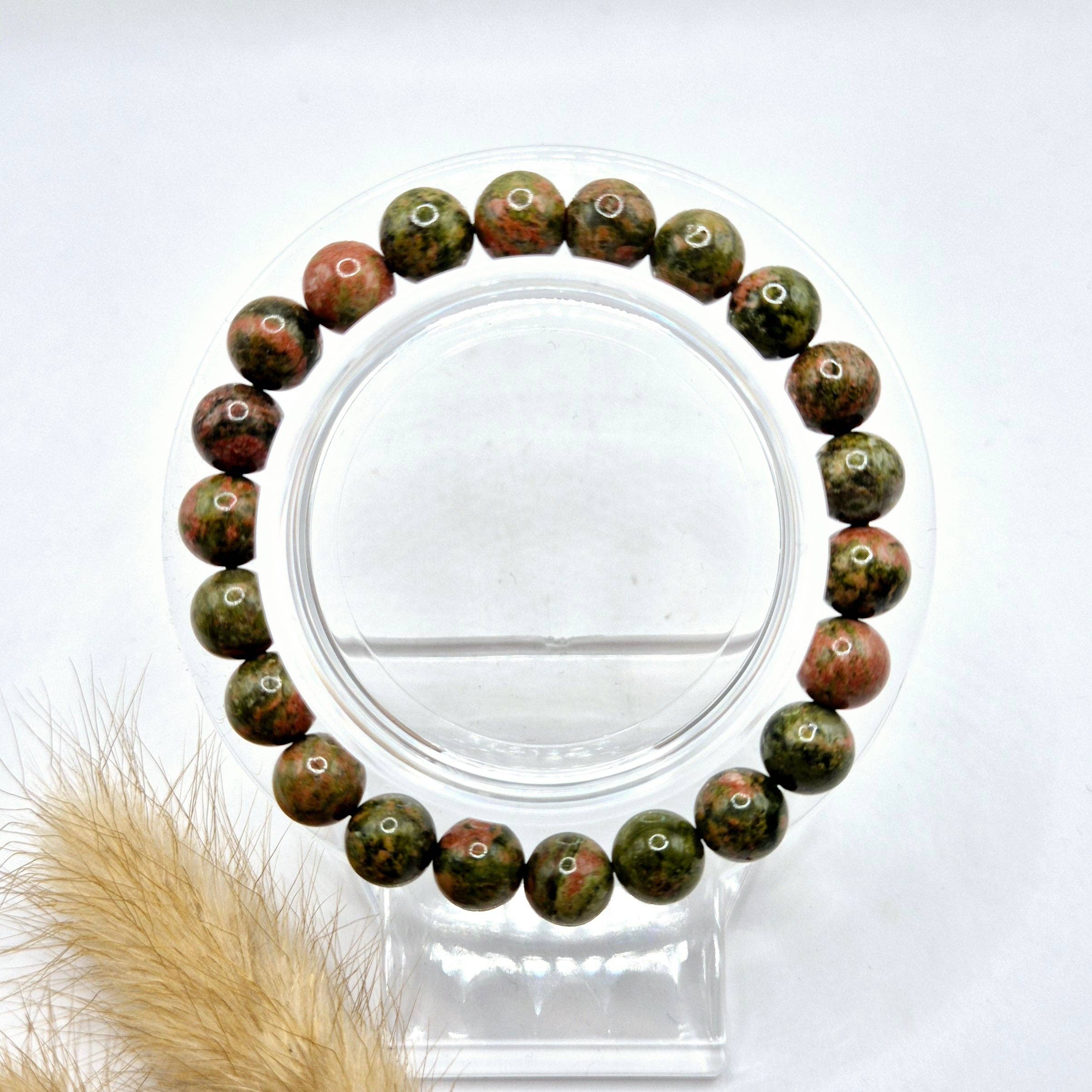 Moonlight Gemstones - Wholesale Beaded Bracelet - Gemstone bracelet with 8mm round beads - Unakite0