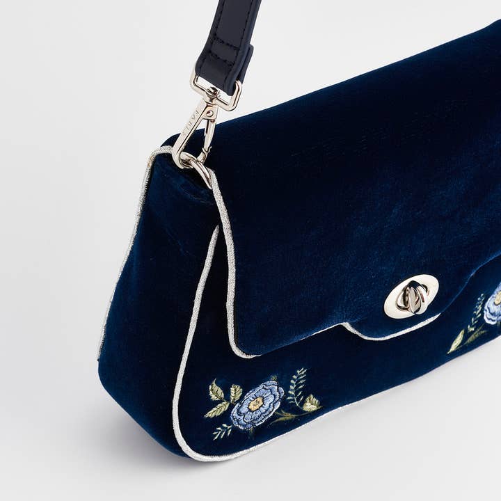 Fable England - Wholesale Clutch Bag - Women's - Rose Embroidered Blue Clutch7