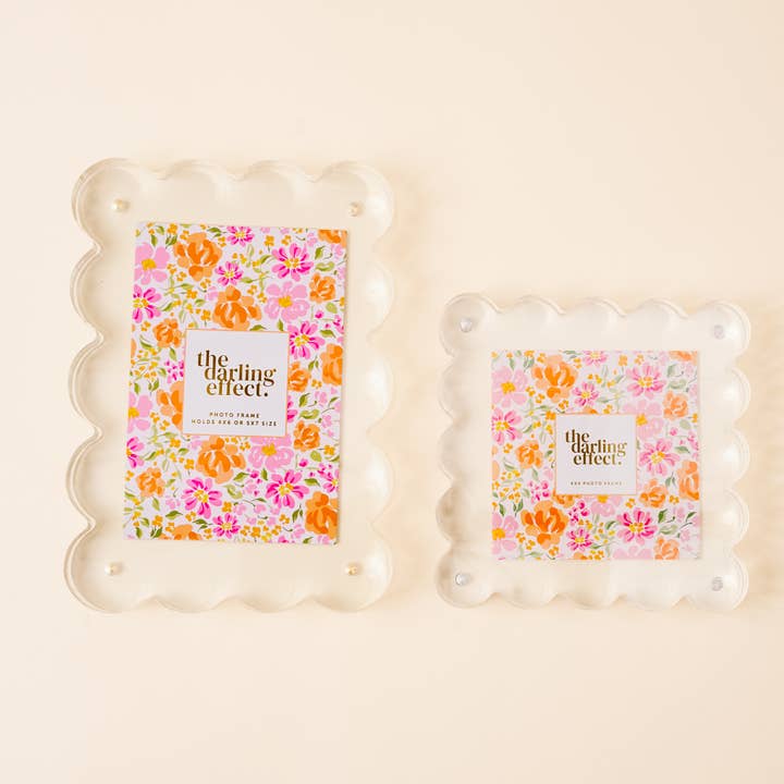 The Darling Effect - Wholesale Picture Frame - Square Scalloped Acrylic Frame-Clear