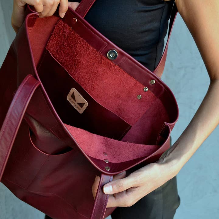ANA KOUTSI - Wholesale Tote Bag - Women's - Estia leather tote bag in bordeaux8