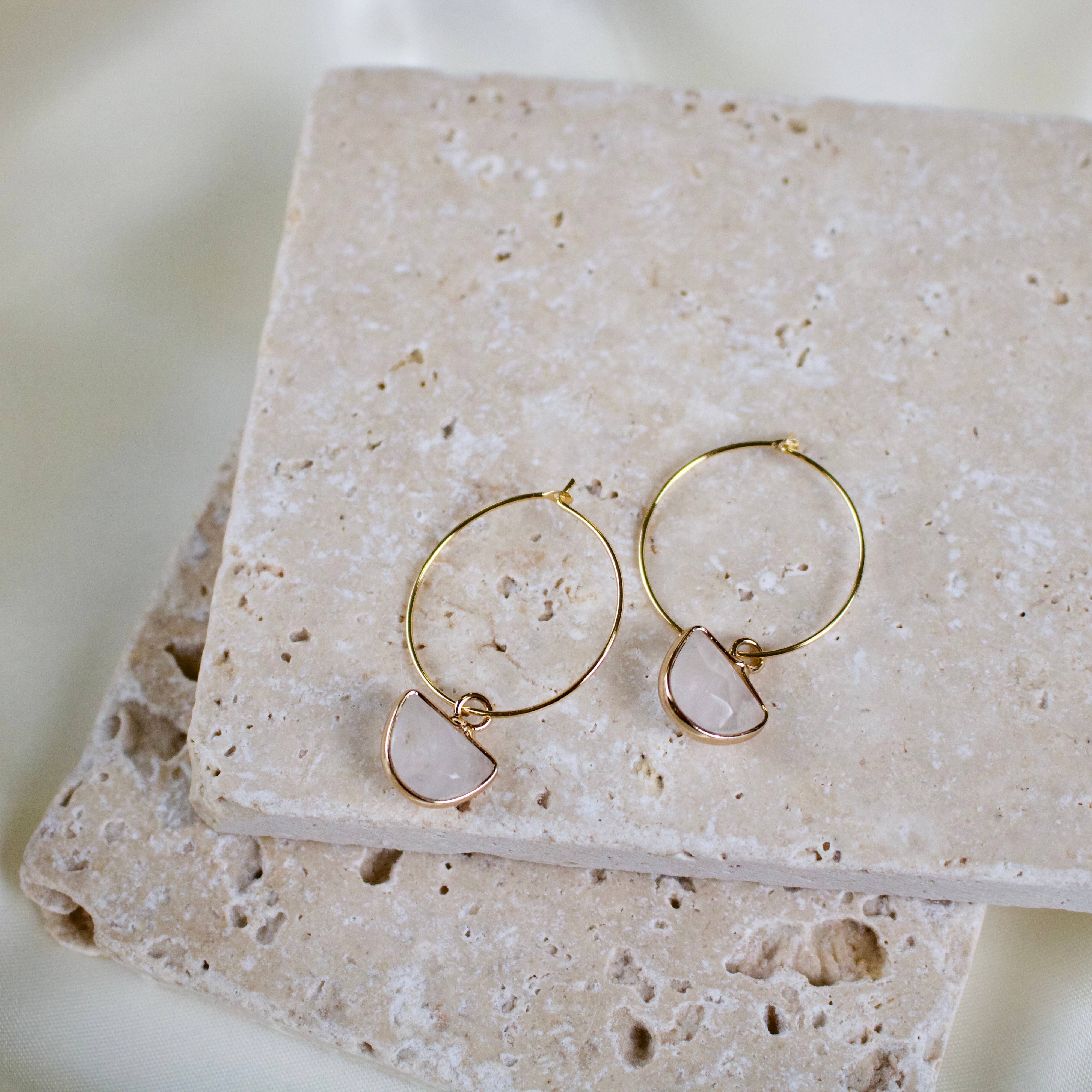 TISH jewelry - Wholesale Hoop Earrings - Aura // Clear Quartz Crystal Hoop Earrings1