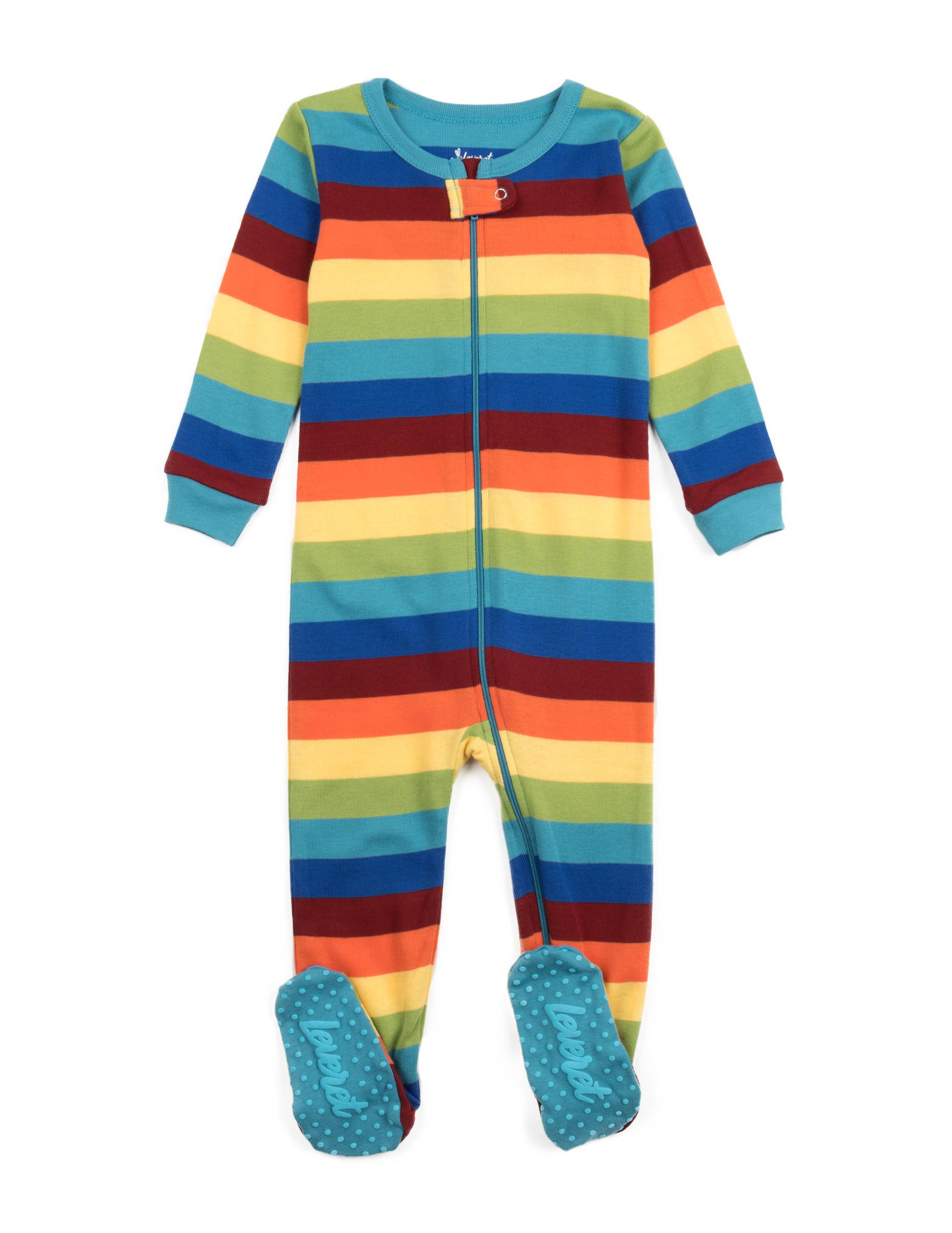 Leveret Pajamas – Großhandel Schlafanzug – Baby – Baby-Fußpyjama aus Baumwolle mit Herz- und Regenbogenmuster, Valentinstag10
