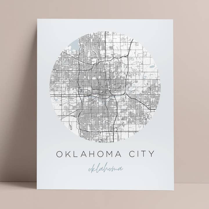 Affiche de la carte d'Oklahoma City (Oklahoma) pour la vente par Backstory Map Co.