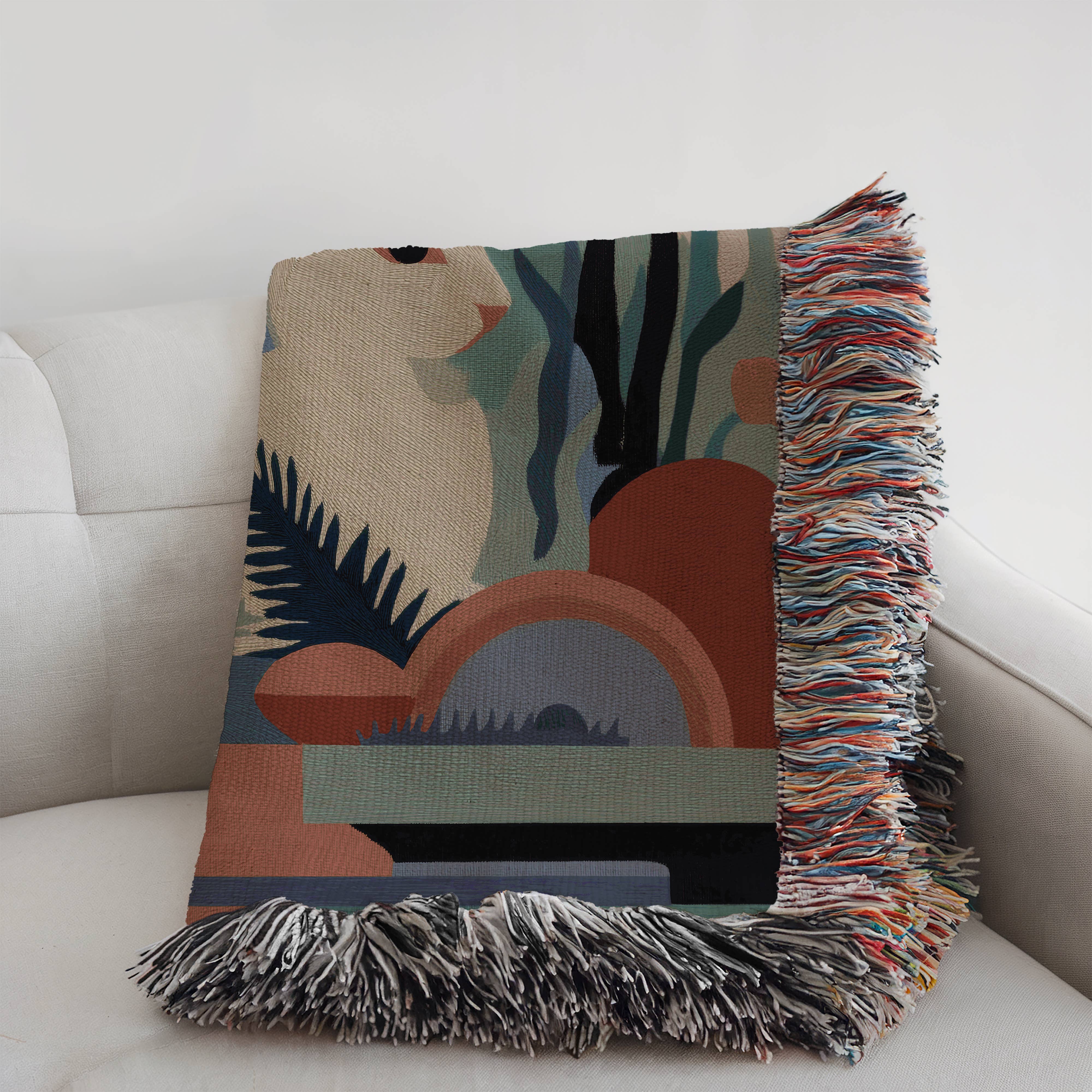 CasaIuliia – Engroshandel Tæppe – Moderne Kanin Vævet Tæppe – Kunstnerisk Bomulds Jacquard Plaid2