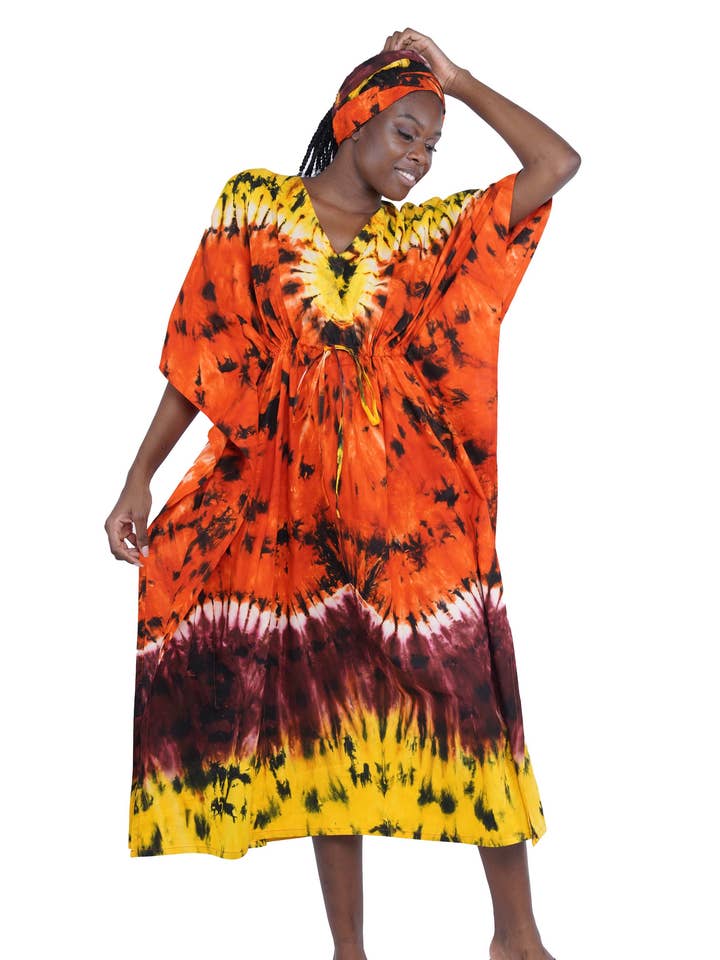 Tie & Dye Kaftan Dress for wholesale by Satsuma Wholesale