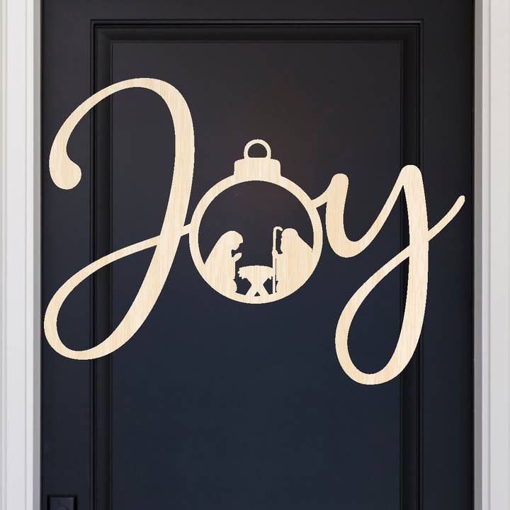 Joy Christmas Door Hanger, Christmas decor for wholesale by Wholesale Wood Cuts