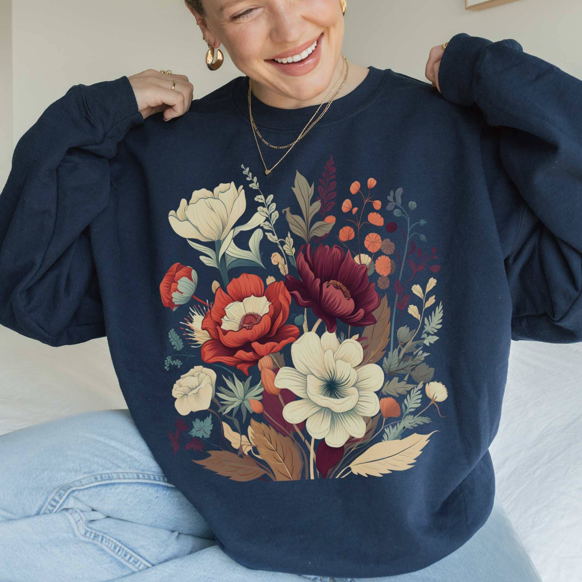 Sisterly Gifts Shop - Wholesale Graphic Sweatshirt - Women's - Vintage Botanical Sweatshirt | Graphic Nature Crewneck1