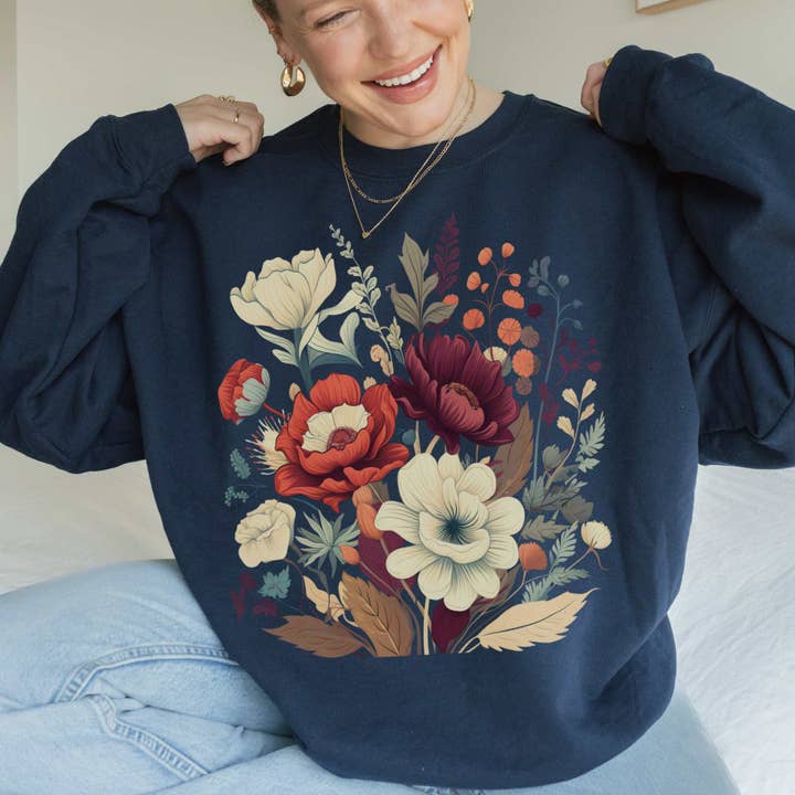 Sisterly Gifts Shop - Wholesale Graphic Sweatshirt - Women's - Vintage Botanical Sweatshirt | Graphic Nature Crewneck1