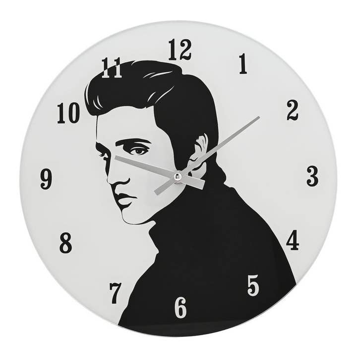 WIDDOP and Co. US - Wholesale Wall clock - Hometime Iconic Collection Glass Wall Clock 30cm The King Of Rock & Roll