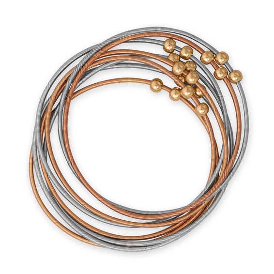 Two Tone Guitar String Fashion Bracelet Set for wholesale by Silver Stars Collection