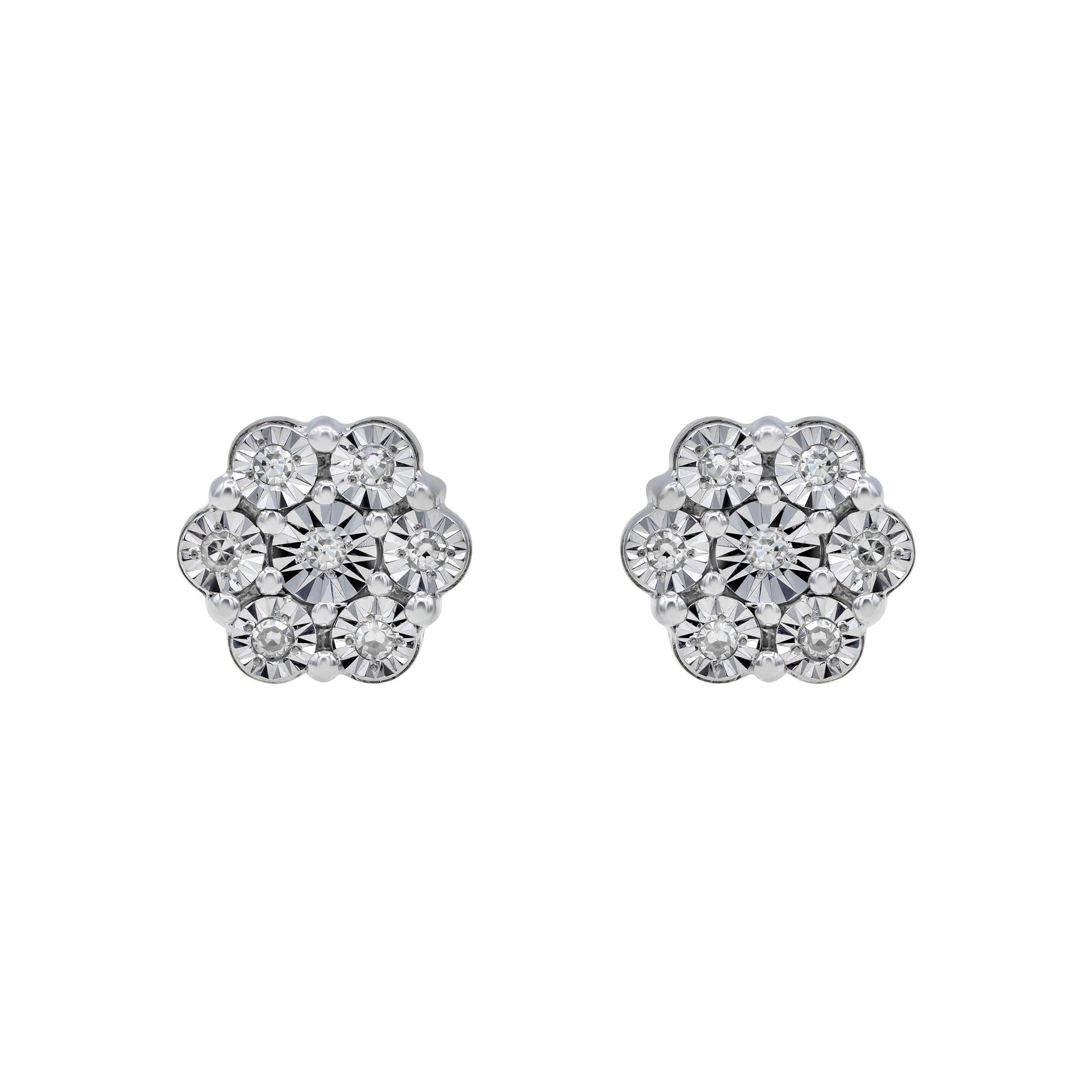 LuvMyJewelry (LMJ) - Wholesale Stud/Post Earrings - Petite Cluster Stud 10K Yellow Gold Diamond Earrings 0.08 ct. tw.1
