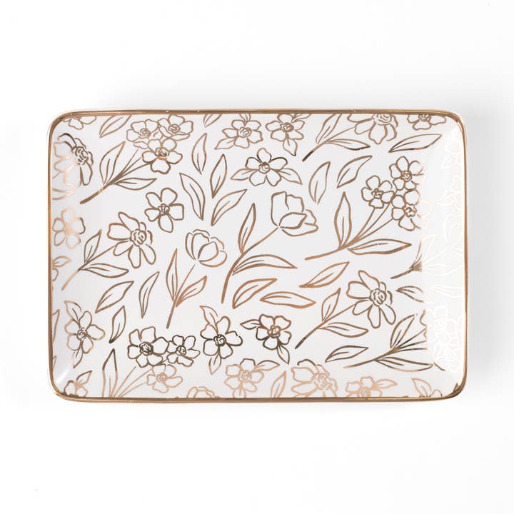Terracotta Flowers Rectangular Trinket Dish | Fall for wholesale by Elyse Breanne Design