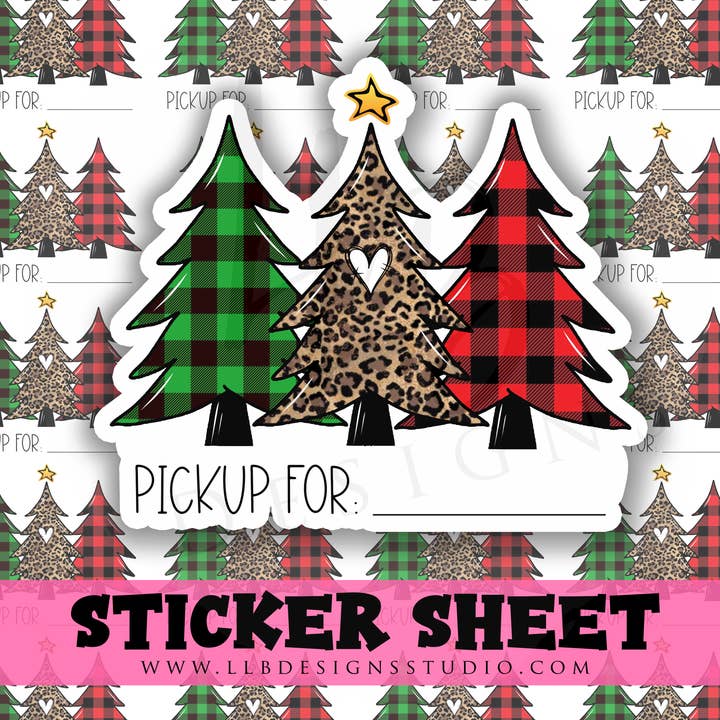 Pick Up For Plaid Christmas Tree | Packaging Stickers | Business Branding | Small Shop Stickers | Sticker #: S0272 | Ready To Ship for wholesale by LLB Designs Studio