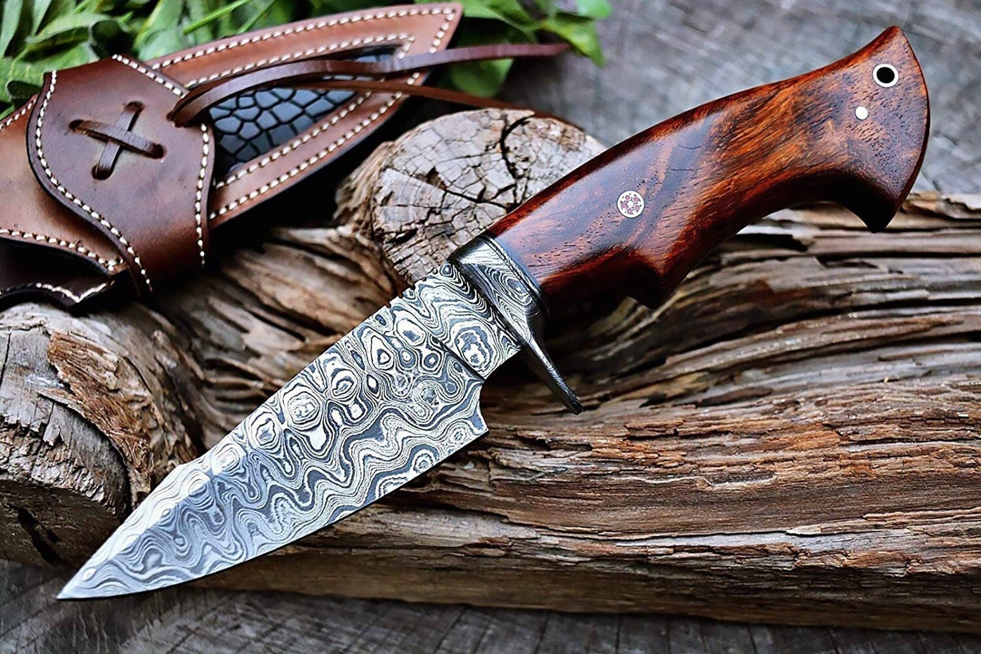 BigCat Knives - Wholesale Pocket Knife/Holder - Predator Hunter - Handmade Damascus Hunting/Camping Knife2