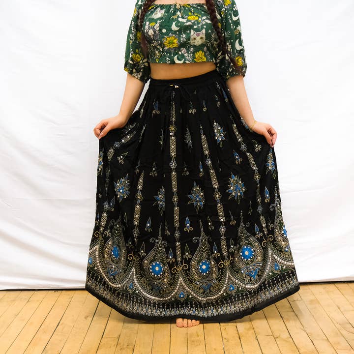 Full Embroidery Long Maxi Skirts for wholesale by Karma Nepal Crafts