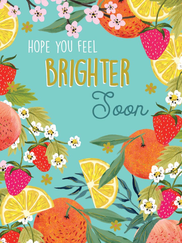 GET WELL FEEL BRIGHTER GREETING CARD PAPER ROSE for wholesale by Notes & Queries, Inc.