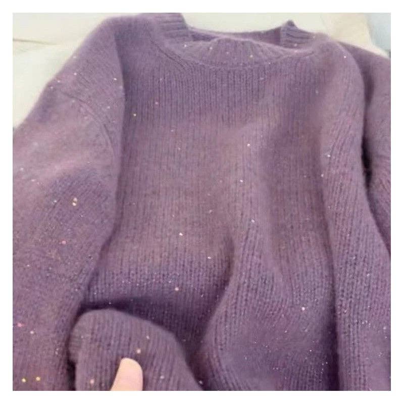 UZ Wholesale Store - Wholesale Knit Sweater - Women's - Loose Fit Round Neck Sequin Sweater3