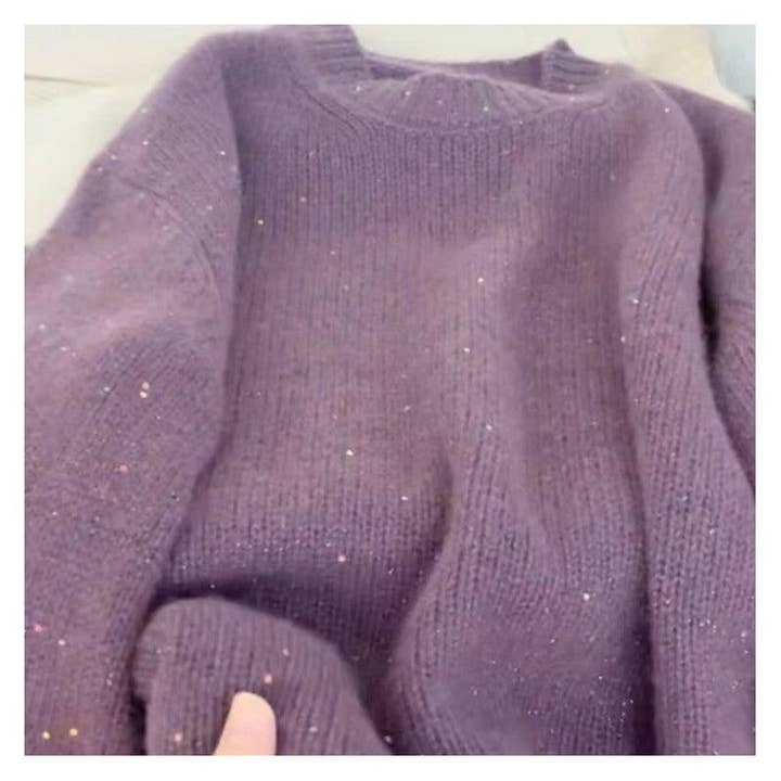 UZ Wholesale Store - Wholesale Knit Sweater - Women's - Loose Fit Round Neck Sequin Sweater3