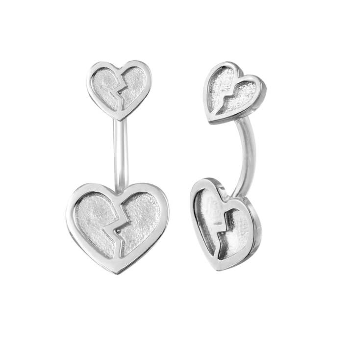 Broken Heart Curved Barbell – 14K Gold Navel Piercing for wholesale by Piercing-zone