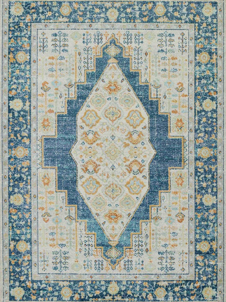 Tapis de zone Kinsley bleu marine pour la vente par ECARPETGALLERY