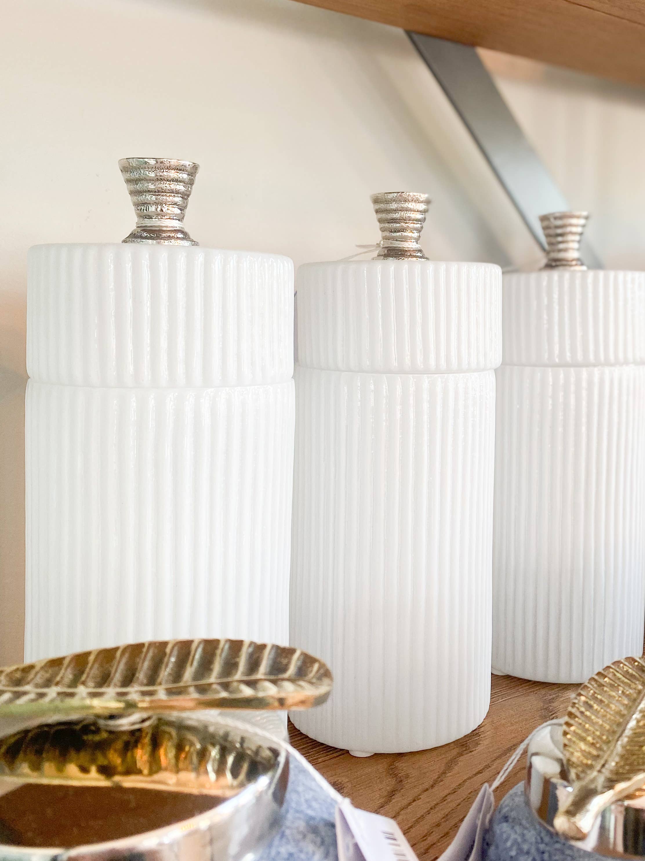 Indriya Home - Wholesale Jar - Fluted Glass Jar with Brass lid-holiday table decor-2 sizes3