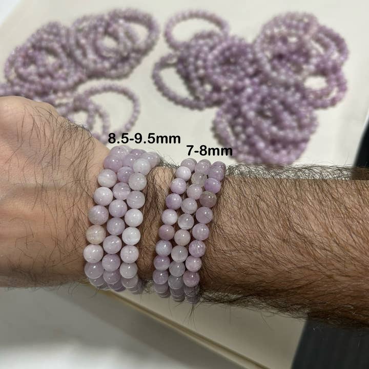 Pebble House - Vente Bracelet de perles - Bracelet en kunzite 8,5-9,5 mm ou 7-8 mm - Cristaux & Pierres