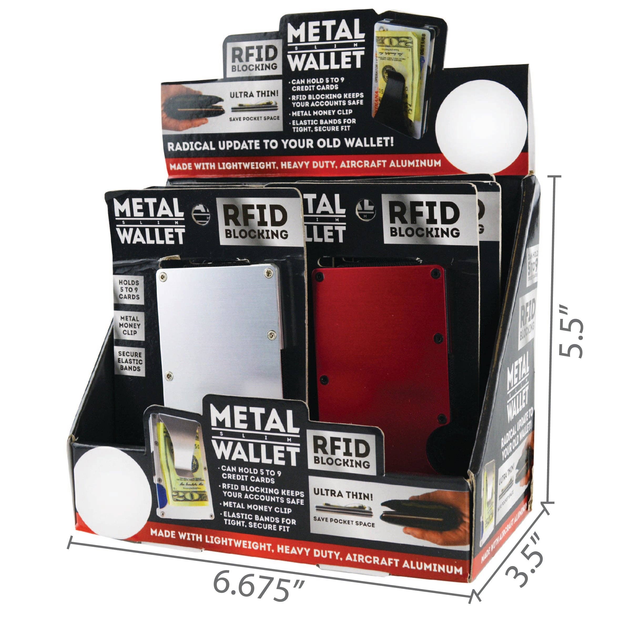 Novelty Brands - Wholesale Retailer Display - Accessories - Metal RFID Blocking Wallet With Money Clip - 6/Display2
