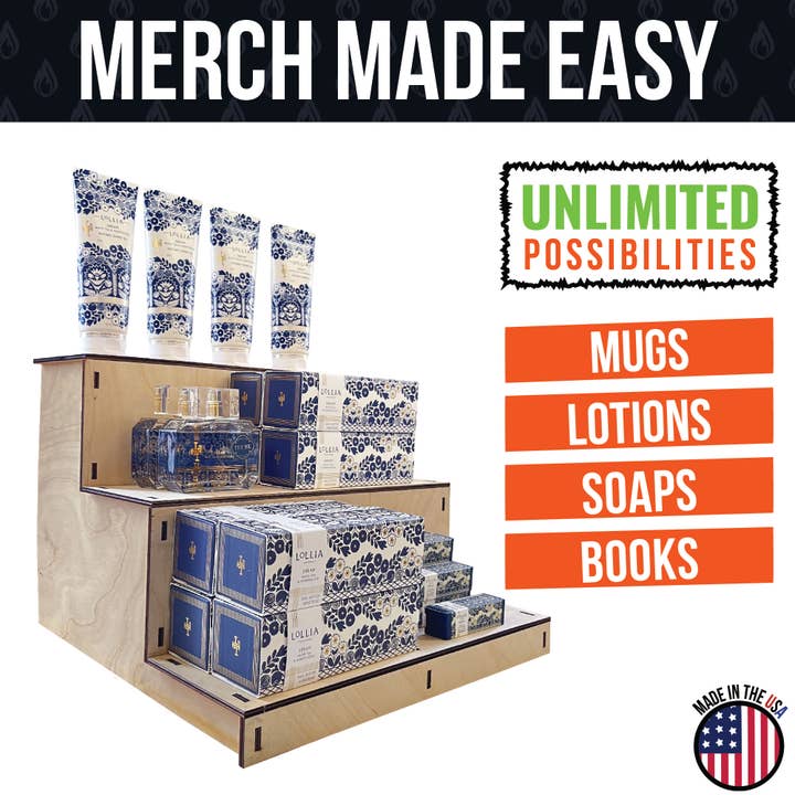 Torched Displays - Wholesale Retailer Display Stand/Case - 3-Tier Straight Wooden Portable Display Stand19