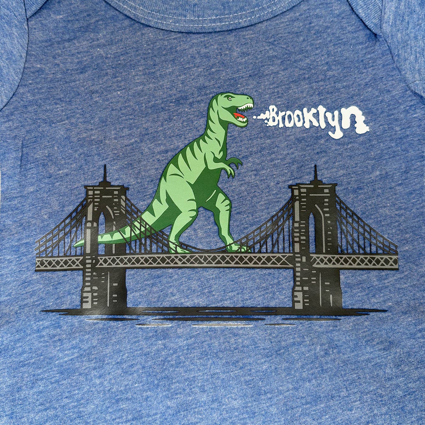 Animal Instincts - Wholesale Bodysuit (Non-Footed) - Baby - Infant Dinosaur On NY Brooklyn Bridge Onesie3