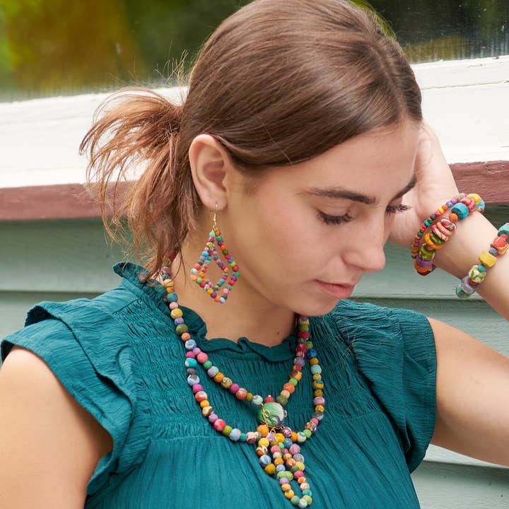 WorldFinds – wholesale Dangle earrings – Kantha Milieu Lantern Chandeliers1