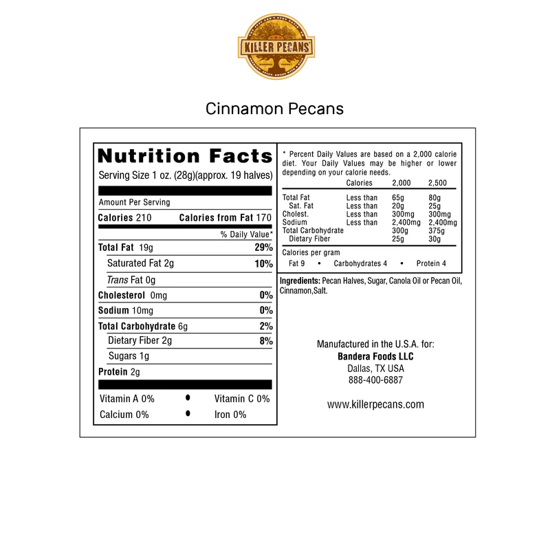 Killer pecans - Wholesale Nuts - Cinnamon Sugar Killer Pecans, Sweet, Salty, Crunchy! 8 oz1
